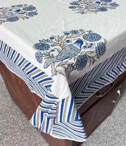 Trending Wholesale 60x90 Inch Handmade Block Printed Cotton Floral <b>Table</b> Cloth Full Size Cover for Wedding and Party <b>Occasions</b> - Product Image 6