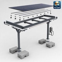 H2 Solar EV Charging : Carport solaire étanche pour toit plat, 7kW 22kW, avec éclairage LED intelligent pour stationnement sur toit