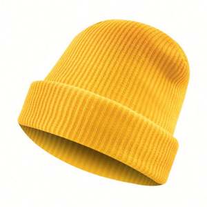 Custom logo <b>Small</b> Order Unisex Autumn Winter Beanie Thick Solid Color Knitted Beanie - Product Image 6