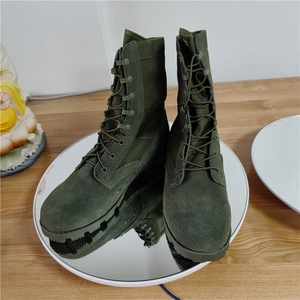 รองเท้าบูท TSB910 รุ่นแฟชั่น หนังวัวแท้ ระบายอากาศได้ดี สีเขียวเซจ พื้นรองเท้าแบบปานามา - Product Image 4