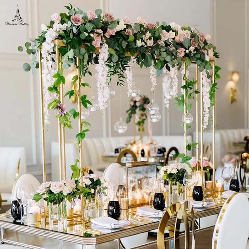 Лидер продаж, золотистая металлическая подставка для цветов 39 дюймов, дизайнерские цветочные горшки, свадебное цветочное украшение для стола