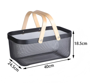 18L大容量エコフレンドリーギフトバスケット、籐製木製メッシュハンドル付きポータブル収納容器、玉ねぎ・ジャガイモ用 - Product Image 2