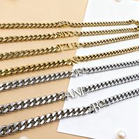 Bracelet cubain personnalisé en acier inoxydable plaqué or 18 carats, bracelet chaîne en acier titane tendance, vente en gros OEM/ODM