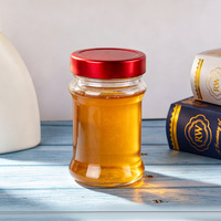 NEWRAY Tarro Redondo de Vidrio Sodocálcico Hermético de Boca Ancha 350ml para Alimentos, Frutas, Azafrán, Gelatina, Miel, Mermelada, Encurtidos con Tapa Metálica de Rosca