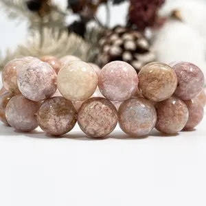 Wholesale Natural Smooth Sakura Chalcedony Stone Beads Pink sakura agate Beads Jewelry Making Gemstone Loose Beads