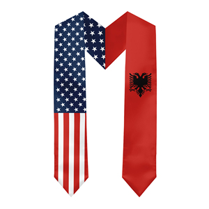 Écharpe de graduation en satin pour adultes, 13*180CM, États-Unis et Albanie, Études à l'étranger internationales - Product Image 1