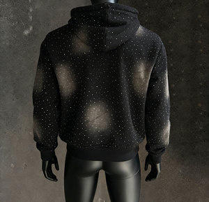 2026 Sweat à capuche zippé personnalisé de haute qualité <span class=keywords><strong>pour</strong></span> homme, <span class=keywords><strong>noir</strong></span>, brodé de strass, impression DTG, style streetwear, <span class=keywords><strong>en</strong></span> molleton épais, coupe oversize - Product Image 3