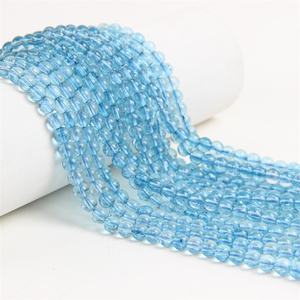 حبات الزجاج الرخيصة الهالة الزرقاء حبات الكوارتز فضفاضة مستديرة الكوارتز الكريستال الزبرجد لصنع المجوهرات - Product Image 1