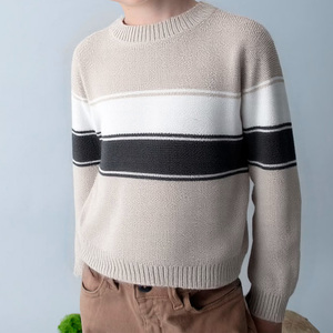 Pull en tricot confortable pour garçons en viscose/coton anti-froissement, tissu doux, design confortable, motif uni, col rond pour - Product Image 2