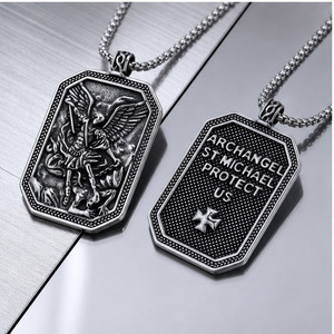 yunnique Pendentif épée d'archange en acier inoxydable, collier pour homme, cadeau, design géométrique - Product Image 1