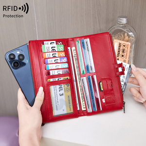 Ví da PU đựng tiền mặt, ví nữ, ngăn chặn RFID, đựng sổ séc, thẻ tín dụng, ví dài bằng da - Product Image 4