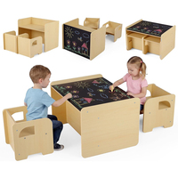 Bureau d'activités pour enfants à hauteur réglable, table et chaise Montessori avec tableau noir