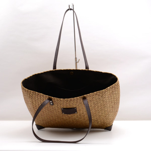 Sac de plage en paille grand format pour le shopping en ligne avec poignée en PU et renforts, sacs à main faits à la main, sac d'été quotidien pour femme, sac en paille - Product Image 2