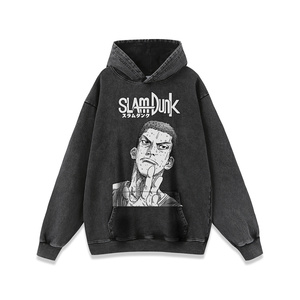 เสื้อฮู้ดผู้ชายสไตล์ญี่ปุ่นลายการ์ตูนอนิเมะคลาสสิก พิมพ์ลายแบบวินเทจ ซักน้ำทำให้ดูเก่า สำหรับฤดูใบไม้ร่วงและฤดูหนาว ผู้หญิงใส่ได้ - Product Image 1