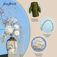 FONG IAN Grosir Bunga Hydrangea Daun Besar Buatan Tangan Awet Plastik Realistis Biru Pernikahan Hari Valentine Natal