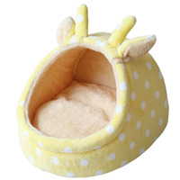 Lit pour animaux de compagnie en forme de maison de luxe pour chat et chien, doux, confortable, amovible, lavable, emballé en boîte/carton, toutes saisons