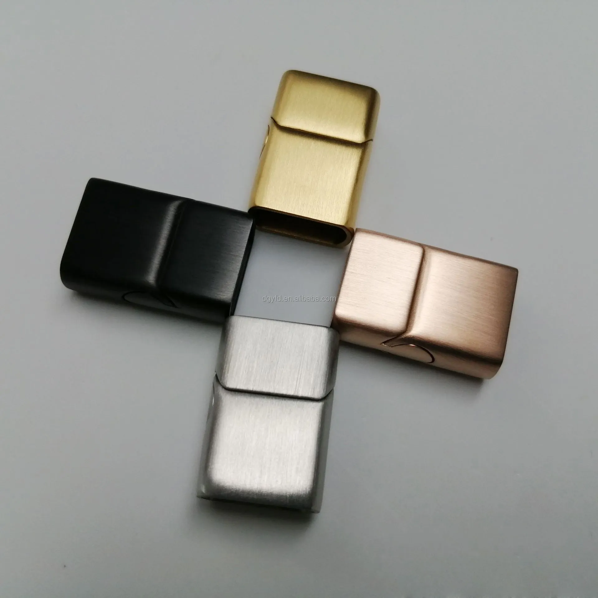 Custom Logo Engraved Silver Black Rose Gold Stainless Steel Bracelet Lock Clasp