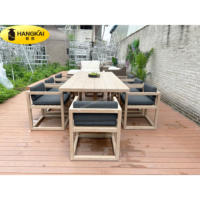 Ensemble de table et de chaises en teck durable pour l'extérieur, pour hôtel, villa, jardin