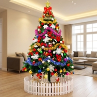 Sapin de Noël artificiel pré-orné avec décorations dorées, ensemble de sapins en PVC pour la décoration de la maison et des fêtes