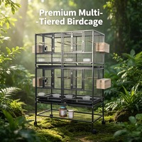 Cage d'élevage de perroquets de luxe moderne empilable en gros, multi-niveaux, 6 compartiments, thermolaquée pour intérieur/extérieur, pour pigeons et canaris
