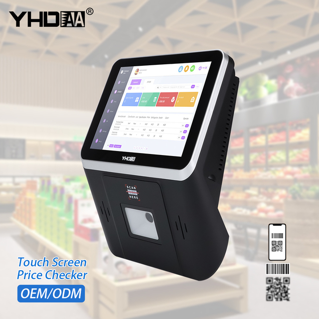Windows Android Wall Mount Price Checker CE FCC RoHS 8 Inch All in One POS System with Built-in Barcode Scanner