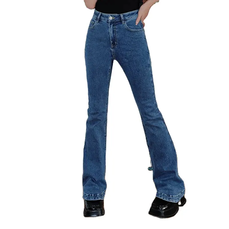 Pantalon en jean évasé taille haute pour femme, marque personnalisée, dernière conception