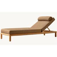 Chaise longue de jardin pour balcon extérieur, chaise longue légère en teck, résistante à l'eau et au soleil, chaise de bain de soleil pour cour de maison