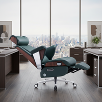 Fauteuil de bureau exécutif électrique de luxe, fauteuil de patron en cuir high-tech avec commande électrique, ventilation et fonction de massage par airbag.