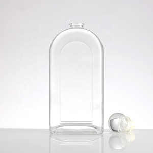 Bouteille à liqueur rectangulaire en verre à dessus arqué de 750 ml, <span class=keywords><strong>carafe</strong></span> à whisky en <span class=keywords><strong>cristal</strong></span> transparent avec bouchon en verre pour brandy, vodka, spiritueux - Product Image 3