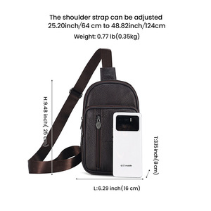 Bolso cruzado para hombre de piel auténtica, gran capacidad, duradero, para uso diario, primavera 2024 - Product Image 5