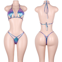 Vêtements de danse exotiques directement de l'usine, strass, découpes métalliques, lingerie holographique deux pièces, haut de bikini, string, pour danseuses et soirées rave