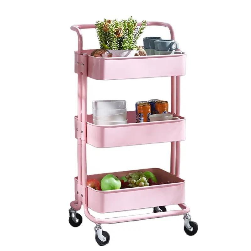 3-Tier High Quality Hot Sale Modern Metal Storage Rack Kitchen Serving Trolley Cart Kitchen Furniture