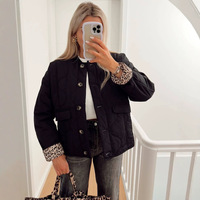 Veste matelassée en coton à manches longues pour femme, motif léopard, style européen et américain, pour le commerce international