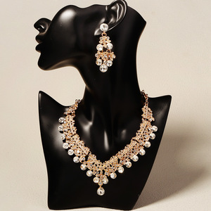 בינשואו שרשרת וינטאג עגיל סט עיצוב יוקרתי rhinestone zircon שרשרת נשים ערכת עגיל כלה כלה אביזרים חתונה - Product Image 6