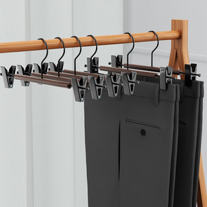 Iron Beech Wood Trouser Hanger Black Anti Drop Wide Shouldered Traceless Non Slip Storage <b>Rack</b> For <b>Clothes</b> Pants Organization - Product Image 1