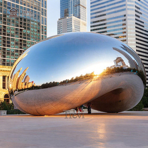 Sculpture de porte en nuage en acier inoxydable poli miroir TREVI, décoration extérieure de grande taille - Product Image 1