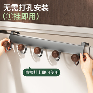 Crochets de porte en métal à forte adhérence avec poignées en bois, crochets de rangement multifonctionnels pour cuisine, installation sans perçage pour manteaux et plus - Product Image 4