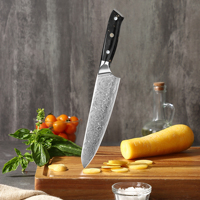 Couteau de chef Angele 8 pouces, éco-responsable, ambidextre, en acier Damas japonais à haute teneur en carbone, manche en résine de platine, pour la cuisine