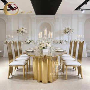 Muebles para Bodas, Mesa de Comedor de Acero Inoxidable, Mesa Dorada para Eventos y Banquetes de Hotel - Product Image 2