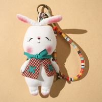 Porte-clés en peluche super doux brodé à la main avec pendentif animal, doublure en coton PP, personnalisable, idéal pour anniversaire et anti-stress
