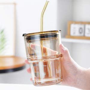 Vaso con Tapa y Pajita para Mezclar Cócteles, Bebidas Frías, Agua con Gas, para Usar en Bares, Restaurantes y Pubs - Product Image 2