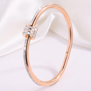 Fashionable and Versatile Small <strong>Waist</strong> Open Women's <strong>Bracelet</strong> Light Luxury Style High-end All-diamond Stainless Steel <strong>Bracelet</strong> - Product Image 4