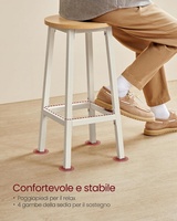 Tabouret de bar pivotant de style industriel moderne, siège en bois haut avec structure en métal pour hôtel, cuisine, salon, chambre, 64 cm de hauteur