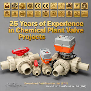 고온 내성 강력 부식 방지 PPH 3방향 전동 볼 밸브 할로겐 부식 방지 물 OEM - Product Image 2