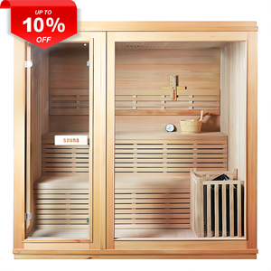 ซาวน่าแบบดั้งเดิม 2 คน สไตล์ใหม่ ทันสมัย ทำจากไม้เนื้อแข็ง สำหรับใช้ในบ้าน พร้อมระบบไอน้ำและอินฟราเรด - Product Image 4