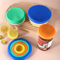 4 paquets de couvercles extensibles réutilisables en silicone pour le stockage des aliments Couvertures rondes de remplacement pour bocaux et bols alimentaires