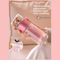 Tasse à thé en verre à double paroi avec infuseur, design élégant et mignon, mug isotherme portable pour femme