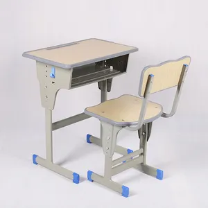 Standard classroom desk and chair 2 legs height adjustable student desk school furniture suppliers