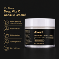 Akaril 50g Crème en Capsules Deep Vita C, Derivé de Vitamine, Niacinamide, Biologique, Naturel, Végétalien, Revitalisant, Réparateur, Lissant, Anti-rides