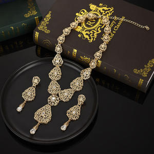 2025 Mode Luxe Turquoise Plaqué Or Goutte d'Eau Traditionnel Collier Parures de Bijoux de Mariée <span class=keywords><strong>Arabe</strong></span> pour Femmes Mariage <span class=keywords><strong>Algérien</strong></span> - Product Image 6